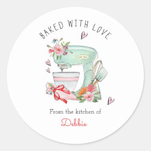 Baked with Love Cake Mixer watercolor  Classic Round Sticker