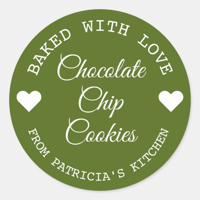 Baked With Love Choco Cookies Green And White  Classic Round Sticker (Front)