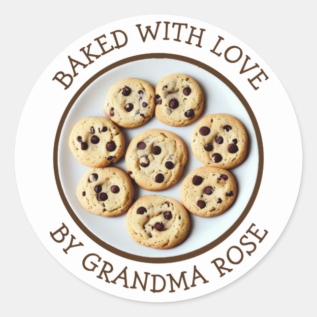Baked with Love Chocolate Chip Cookies Classic Round Sticker (Front)