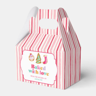 Baked with Love Christmas Cookie Personalized Pink Favor Box