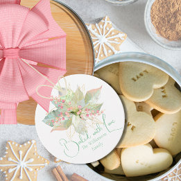 Baked with Love Christmas Cookie Poinsettia Pastel Favour Tags