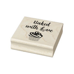 Baked with Love Cupcake and Heart Rubber Stamp