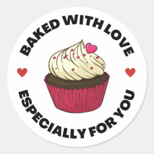 Baked with Love, Cupcake Classic Round Sticker