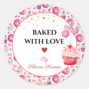 Baked with Love - Cute Cupcakes & Donuts Classic Round Sticker