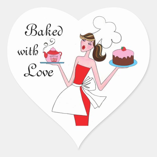  Baked With Love  Diva Heart Stickers  Zazzle ca