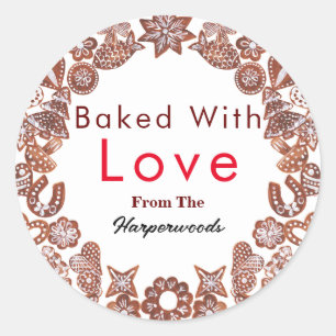 Baked with Love - Elegant Christmas Family Classic Round Sticker