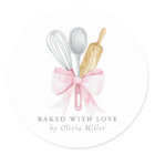 Baked With Love Elegant Pink Bow Personalized