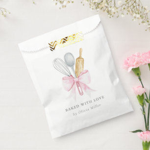 Baked With Love Elegant Pink Bow Personalized  Favour Bag