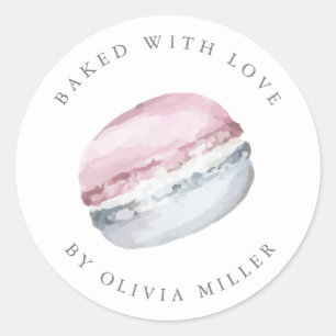 Baked With Love Elegant Pink Macarons Pastry  Classic Round Sticker
