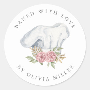 Baked With Love Elegant Pink Mixer Pastry Classic Round Sticker