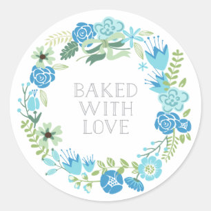 Baked with Love Floral Wreath   Thank You Stickers