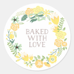 Baked with Love Floral Wreath   Thank You Stickers