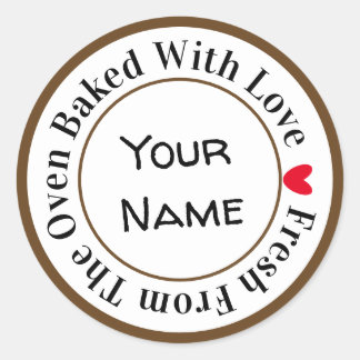 Baked With Love Fresh From the Oven in Black Choco Classic Round Sticker
