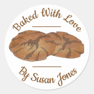 Baked with Love Ginger Snap Biscuit Cookie Classic Round Sticker