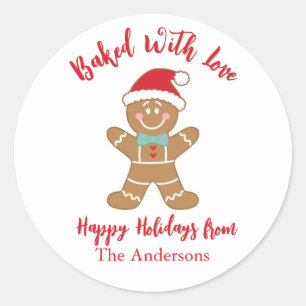 Baked With Love Gingerbread Christmas Classic Round Sticker