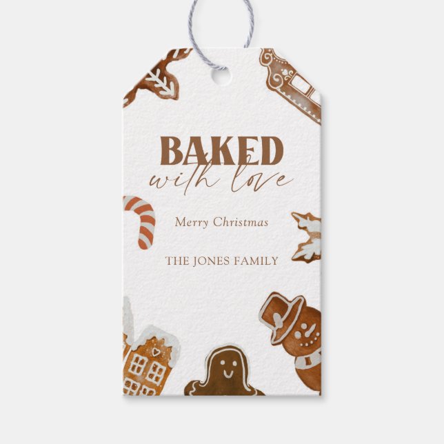 Baked With Love Gingerbread Christmas Gift Tag (Front)
