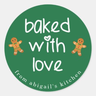 Baked with Love - Gingerbread Men Christmas Classic Round Sticker