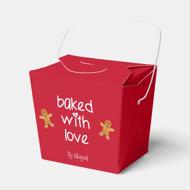Baked with Love - Gingerbread Men - Christmas  Favor Box (Front Side)