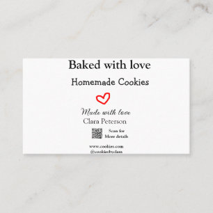 Baked with love home cookies add QR made with love Business Card