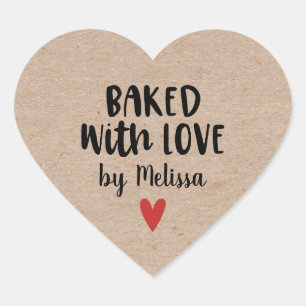 Baked with Love Homemade Kraft Heart Sticker