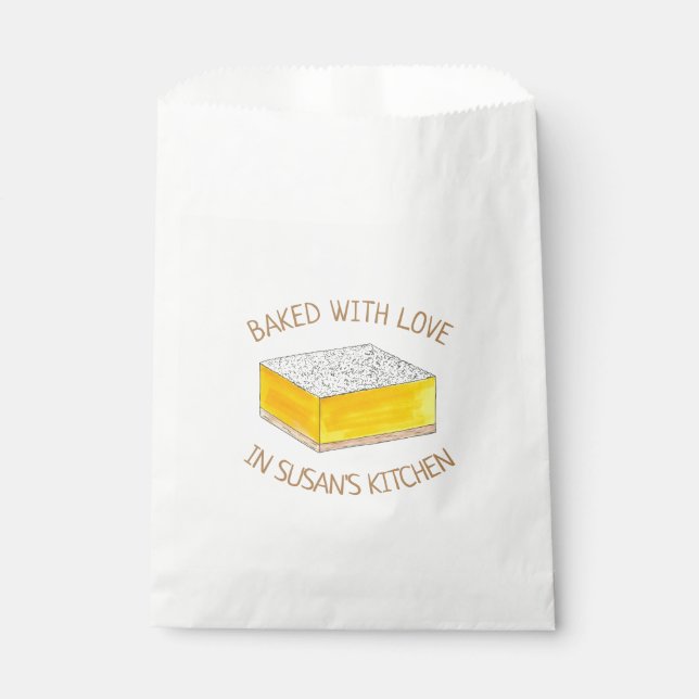 Baked With Love Homemade Lemon Bar Square Baking Favour Bag (Front)