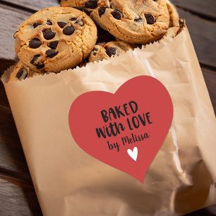 Baked with Love Homemade Red Heart Sticker