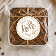 Baked With Love Neutral Gingham Personalized