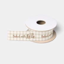 Baked With Love Neutral Gingham Script Heart
