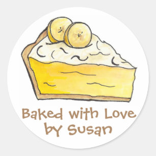 Baked with Love Personalized Banana Cream Pie Classic Round Sticker