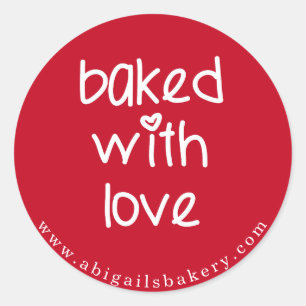Baked with Love - Personalized Custom Color Classic Round Sticker