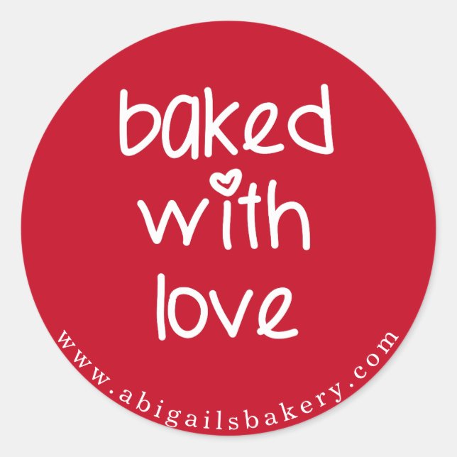 Baked with Love - Personalized Custom Colour Classic Round Sticker (Front)
