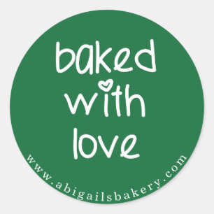 Baked with Love - Personalized Custom Colour Classic Round Sticker