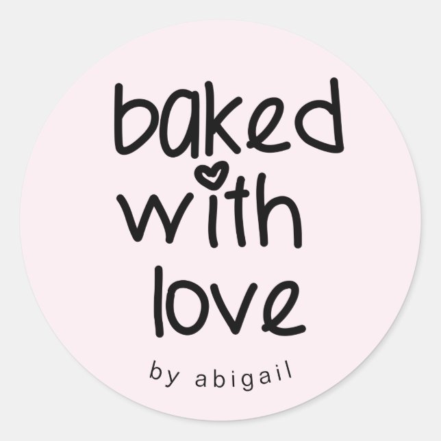 Baked with Love - Personalized Custom Colour Classic Round Sticker (Front)