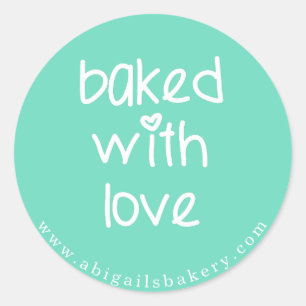 Baked with Love - Personalized Custom Colour Classic Round Sticker