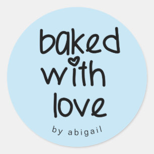 Baked with Love - Personalized Custom Colour Classic Round Sticker