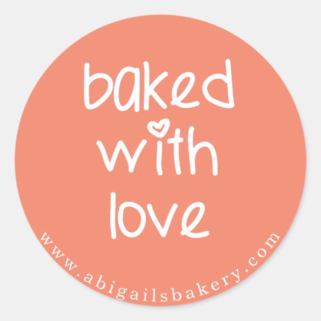 Baked with Love - Personalized Custom Colour Classic Round Sticker (Front)
