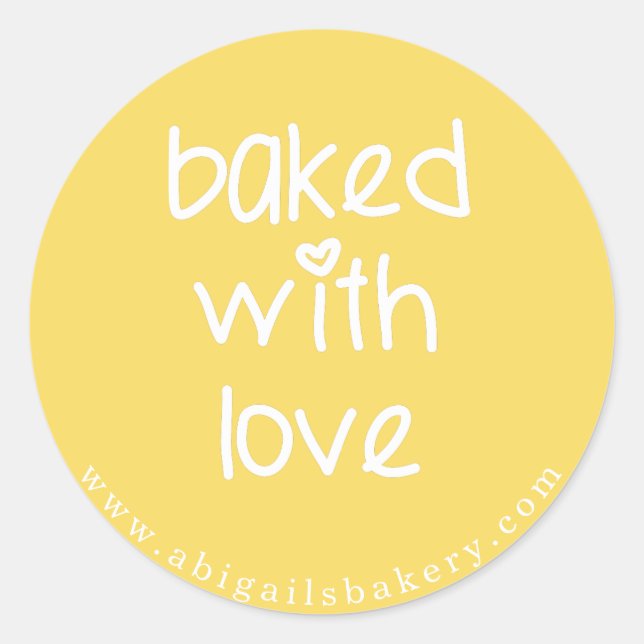 Baked with Love - Personalized Custom Colour Classic Round Sticker (Front)
