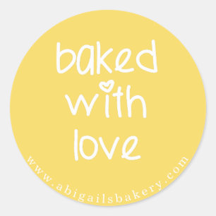 Baked with Love - Personalized Custom Colour Classic Round Sticker