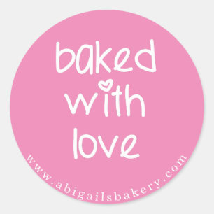 Baked with Love - Personalized Custom Colour Classic Round Sticker