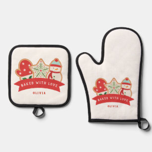Baked with Love Personalized Oven Mitt & Pot Holder Set