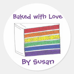 Baked with Love Personalized Rainbow Cake Stickers