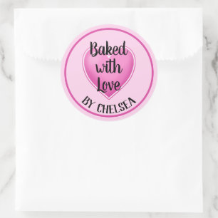 Baked with Love Personalized Round Sticker