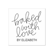 Baked With Love Personalized Rubber Stamp
