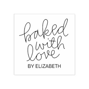 Baked With Love Personalized Rubber Stamp