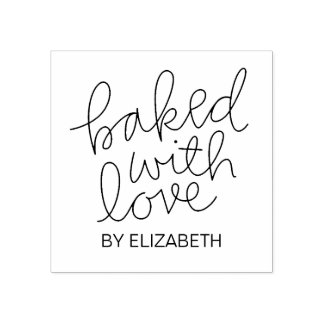 Baked With Love Personalized Rubber Stamp