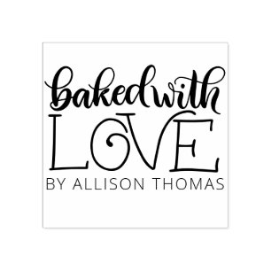 Baked with love - Personalized Rubber Stamp