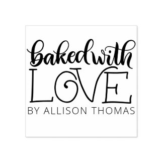 Baked with love - Personalized Rubber Stamp