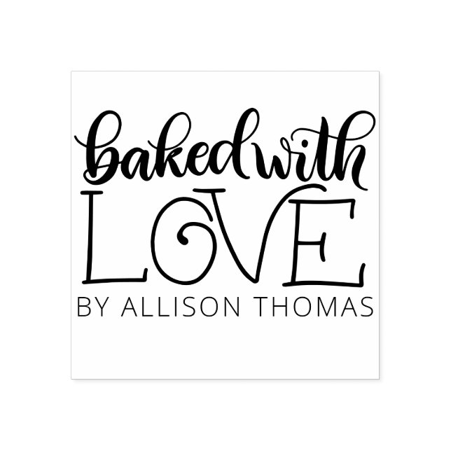 Baked with love - Personalized Rubber Stamp (Imprint)
