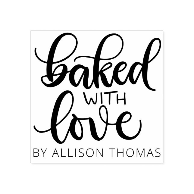 Baked with love - Personalized Rubber Stamp (Imprint)