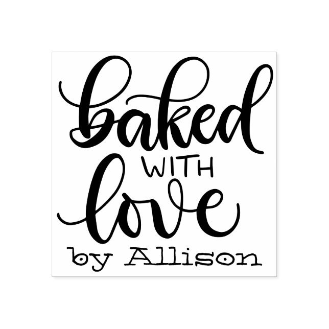 Baked with love - Personalized Rubber Stamp (Imprint)